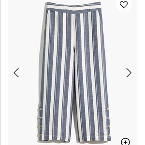 Madewell Huston Pull on Crop Pant Indigo Stripe M